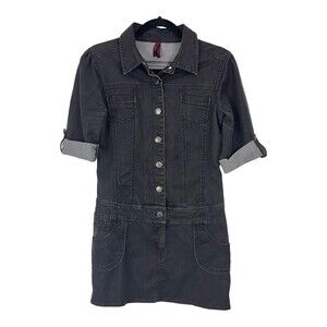Max Rave Womens Size Small Black Denim Short Dress